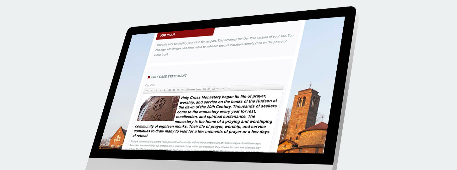GivingTools Our Plan allows you to show your case with words, photos, and video.
