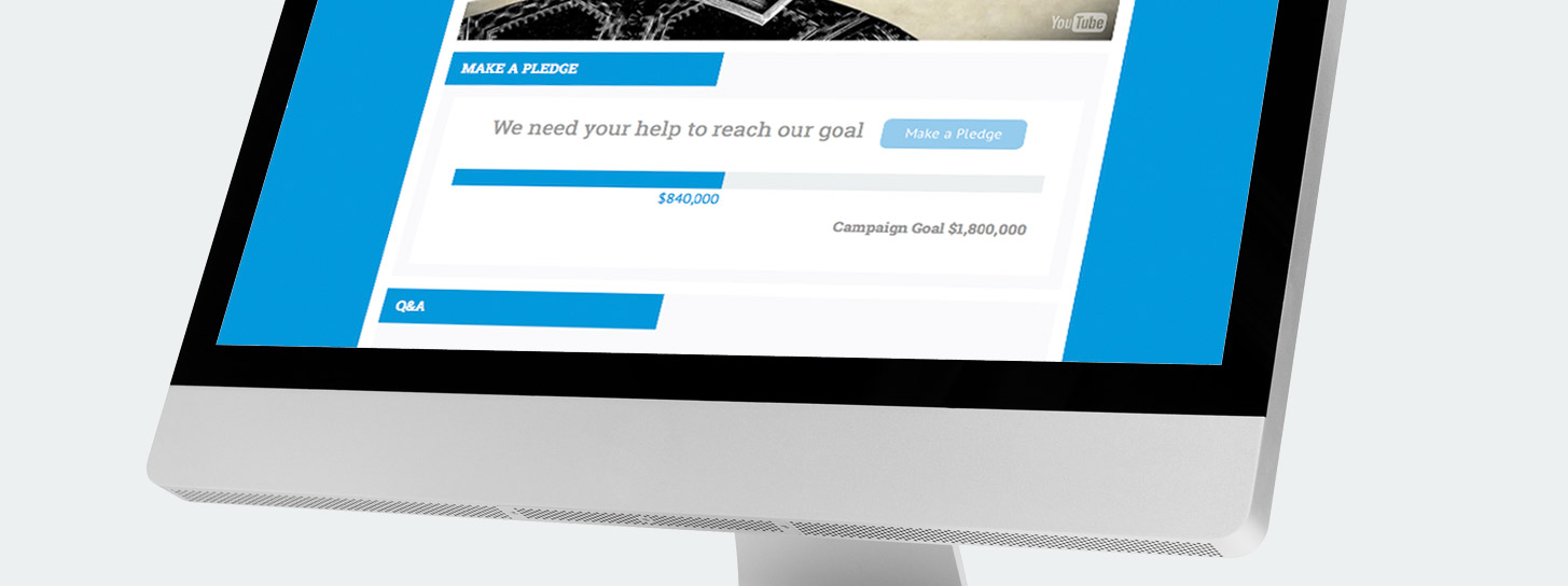 GivingTools progress bar shows how many pledges you've received towards your primary and challenge goals.